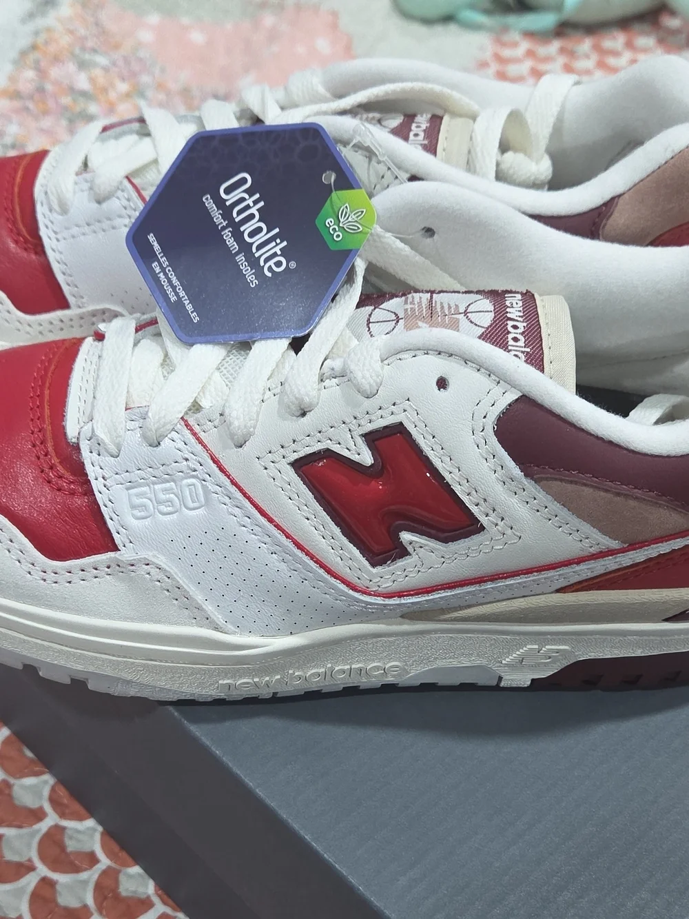 New Balance 550 White & Red Retro Sneakers